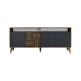 Credenza noce e antracite 180x35x78h cm 4 ante - Jole