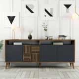 Credenza noce e antracite 180x35x78h cm 4 ante - Jole