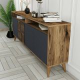 Credenza noce e antracite 180x35x78h cm 4 ante - Jole