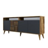 Credenza noce e antracite 180x35x78h cm 4 ante - Jole
