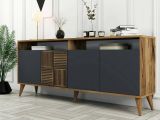 Credenza noce e antracite 180x35x78h cm 4 ante - Jole