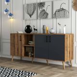 Credenza noce e antracite 180x45x80h cm 3 ante - Vardah