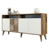 Credenza noce e bianca 160x35x78h cm 4 ante - Garigliano