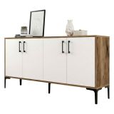 Credenza noce e bianca 160x35x78h cm 4 ante - Soraya