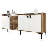 Credenza noce e bianca 180x35x78h cm 3 ante - Also