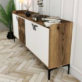 Credenza noce e bianca 180x35x78h cm 3 ante - Also