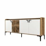 Credenza noce e bianca 180x35x78h cm 3 ante - Also
