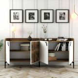 Credenza noce e bianca 180x35x78h cm 3 ante - Also