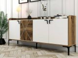 Credenza noce e bianca 180x35x78h cm 3 ante - Also