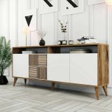 Credenza noce e bianca 180x35x78h cm 4 ante - Jole