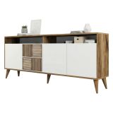 Credenza noce e bianca 180x35x78h cm 4 ante - Jole