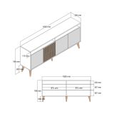 Credenza noce e bianca 180x35x78h cm 4 ante - Jole