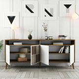 Credenza noce e bianca 180x35x78h cm 4 ante - Jole