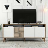 Credenza noce e bianca 180x35x78h cm 4 ante - Jole