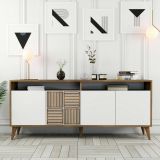 Credenza noce e bianca 180x35x78h cm 4 ante - Jole
