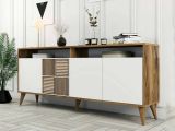 Credenza noce e bianca 180x35x78h cm 4 ante - Jole