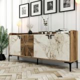 Credenza noce e bianca marmo 180x35x78h cm 3 ante - Also