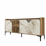 Credenza noce e bianca marmo 180x35x78h cm 3 ante - Also