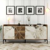 Credenza noce e bianca marmo 180x35x78h cm 3 ante - Also