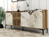 Credenza noce e bianca marmo 180x35x78h cm 3 ante - Also
