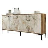 Credenza noce e bianca marmo 180x35x78h cm 4 ante - Agape