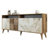 Credenza noce e bianca marmo 180x35x78h cm 4 ante - Jole