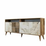Credenza noce e bianca marmo 180x35x78h cm 4 ante - Jole
