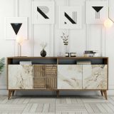Credenza noce e bianca marmo 180x35x78h cm 4 ante - Jole
