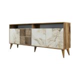 Credenza noce e bianca marmo 180x35x78h cm 4 ante - Jole