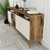 Credenza noce e crema 180x35x78h cm 4 ante - Benjamin