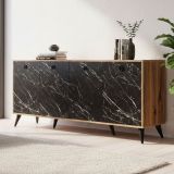 Credenza noce e grigia 180x45x80h cm 4 ante - Ernie
