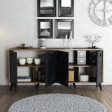 Credenza noce e grigia 180x45x80h cm 4 ante - Ernie
