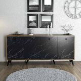 Credenza noce e grigia 180x45x80h cm 4 ante - Ernie