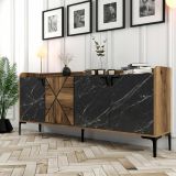 Credenza noce e nera 180x35x78h cm 3 ante - Fay