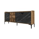 Credenza noce e nera 180x35x78h cm 3 ante - Fay