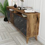 Credenza noce e nera 180x35x78h cm 4 ante - Benjamin