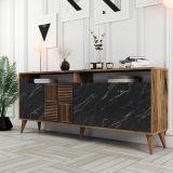 Credenza noce e nera 180x35x78h cm 4 ante - Benjamin