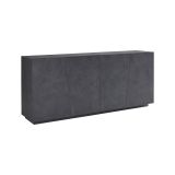 Credenza Oscar, Madia da cucina a 4 ante, Buffet da soggiorno, 100% Made in Italy, cm 200x43h86, Ardesia