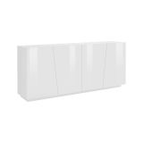 Credenza Oscar, Madia da cucina a 4 ante, Buffet da soggiorno, 100% Made in Italy, cm 200x43h86, Bianco lucido