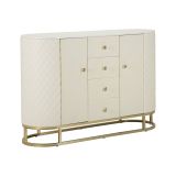 Credenza Pajeu, Buffet da soggiorno, Madia da salotto, Dispensa da cucina, 120x40 h85 cm, Bianco e Oro