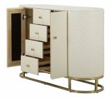 Credenza Pajeu, Buffet da soggiorno, Madia da salotto, Dispensa da cucina, 120x40 h85 cm, Bianco e Oro