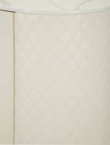 Credenza Pajeu, Buffet da soggiorno, Madia da salotto, Dispensa da cucina, 120x40 h85 cm, Bianco e Oro