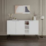 Credenza Perseus, Buffet da soggiorno, Madia da salotto, Dispensa moderna da cucina, 142x36h83 cm, Bianco