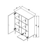 Credenza quercia 90x40x110h cm 2 ante - Sfalerite