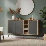 Credenza quercia e antracite 142x35x83h cm 3 ante - Alin