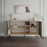 Credenza quercia e antracite 142x35x83h cm 3 ante - Alin