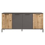 Credenza quercia e antracite 160x40x71h cm 4 ante - Bratislava