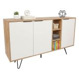 Credenza quercia e bianca 142x35x83h cm 3 ante - Arlene