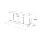 Credenza quercia e bianca 180x44x75h cm 3 ante - Aziz