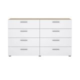 Credenza quercia e bianco lucida 140x40x81h cm 8 cassetti - Phethai